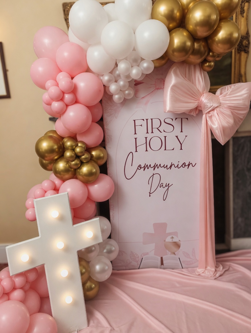 First Holy Communion — pink & gold