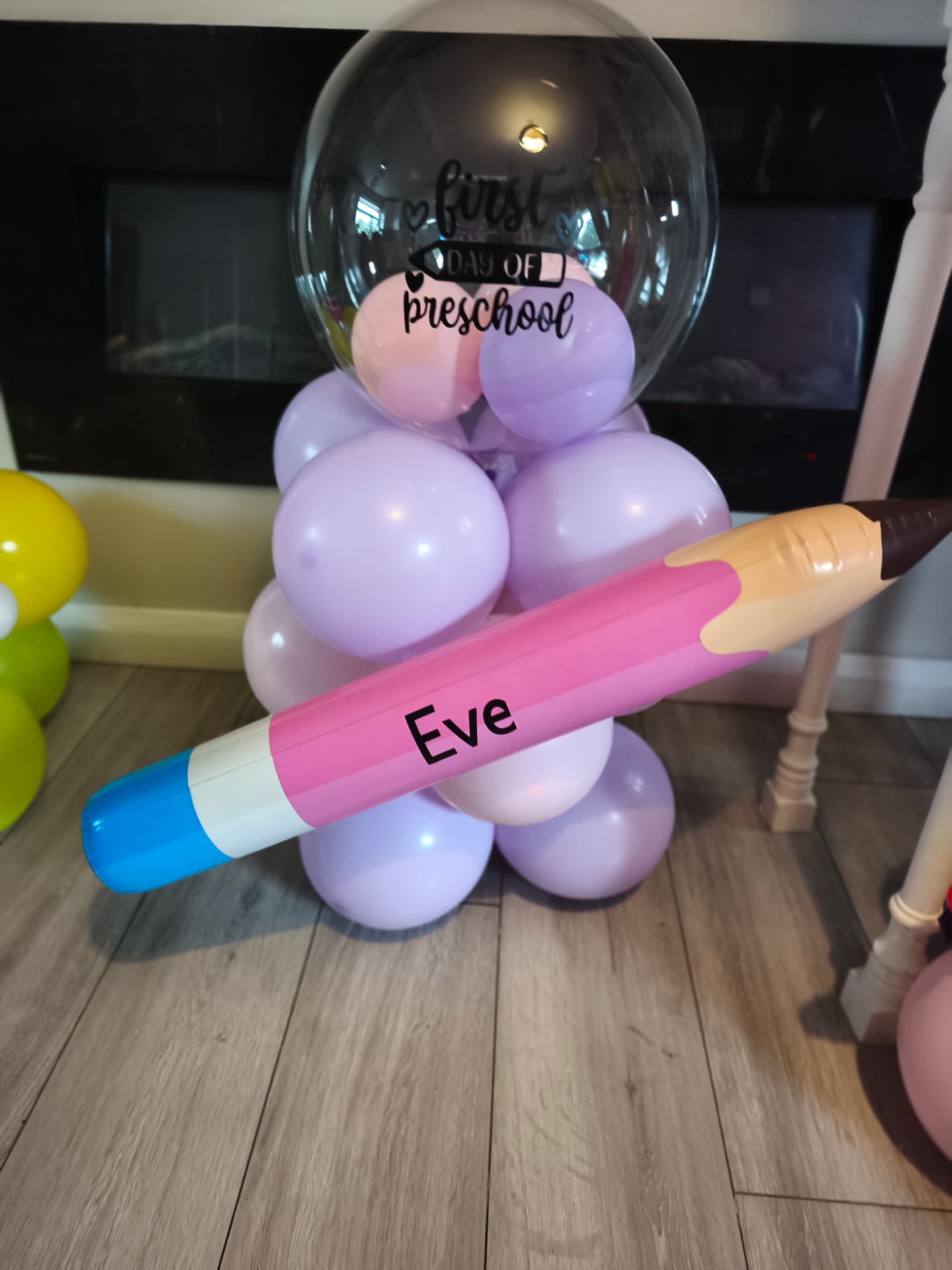 Eve — first day of preschool bubble & pencil