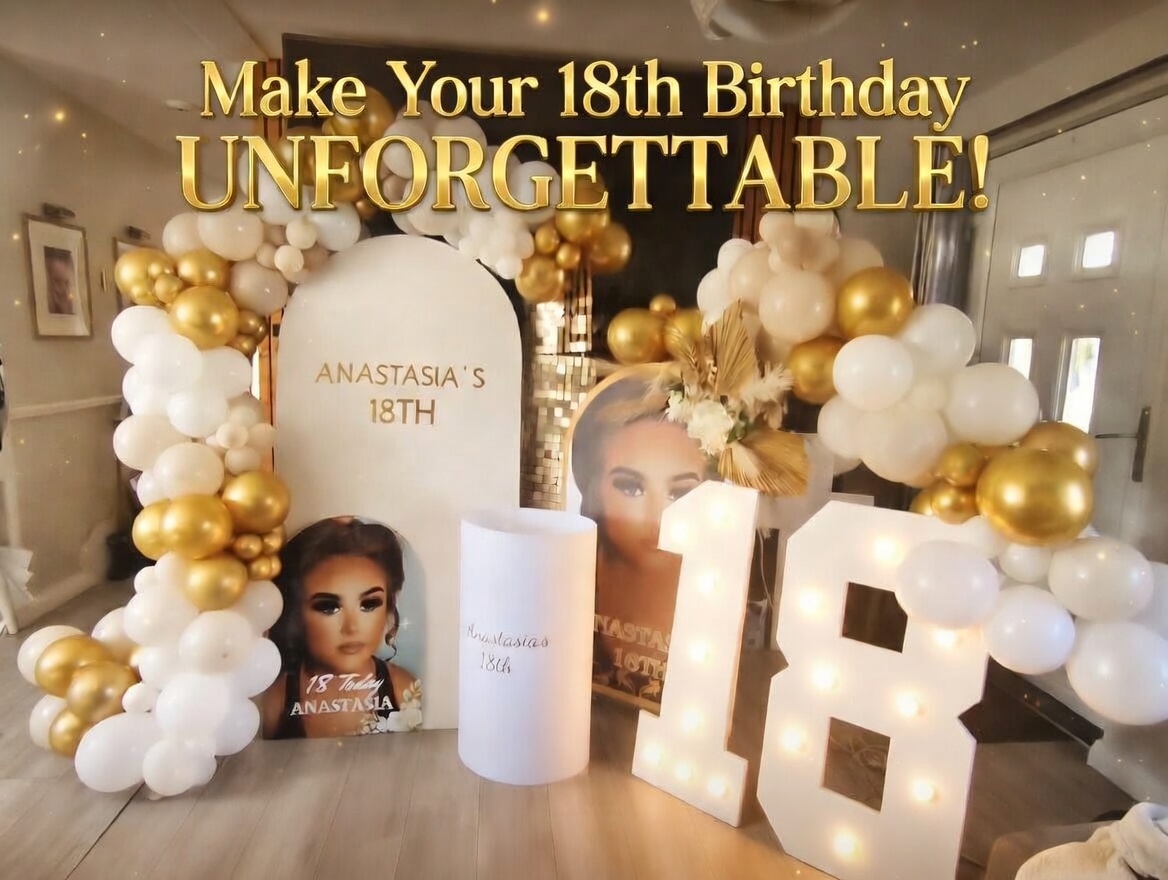 Anastasia's 18th — white & gold garland