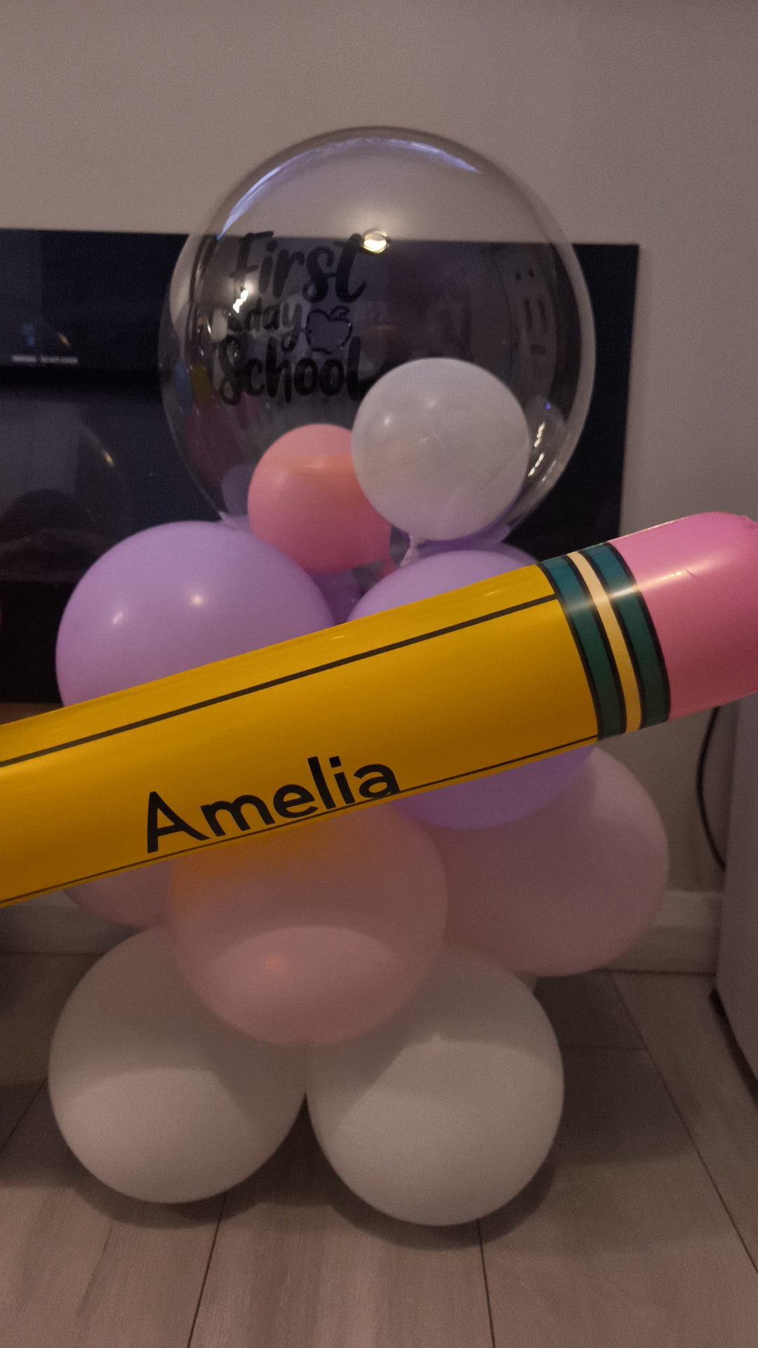 Amelia — first day of school bubble stack
